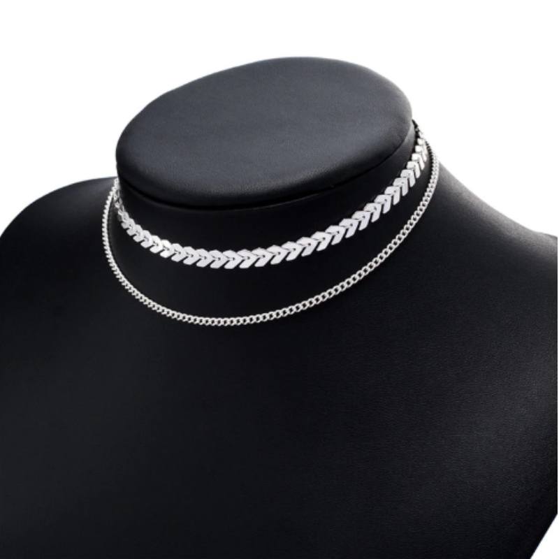 Zwei Schicht Ketten Halskette Halskette