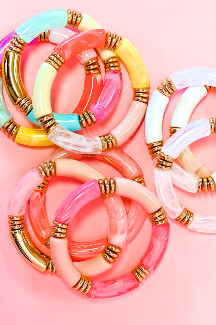 3 Stück Acryl-Bambus-Perlen-Armband-Set