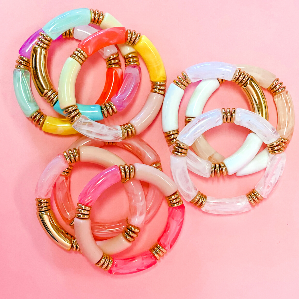 3 Stück Acryl-Bambus-Perlen-Armband-Set