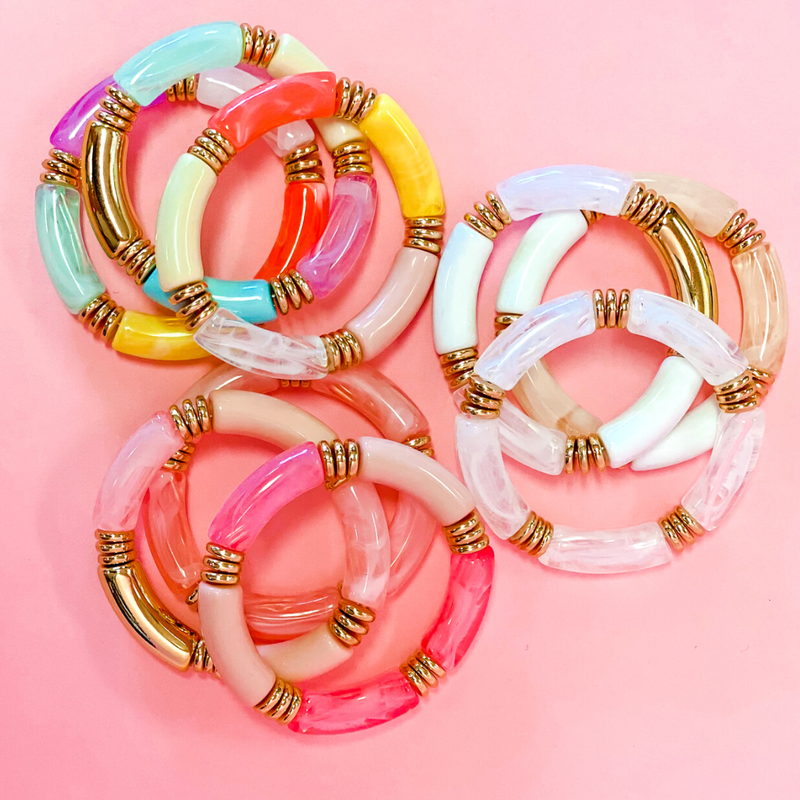 3 Stück Acryl-Bambus-Perlen-Armband-Set