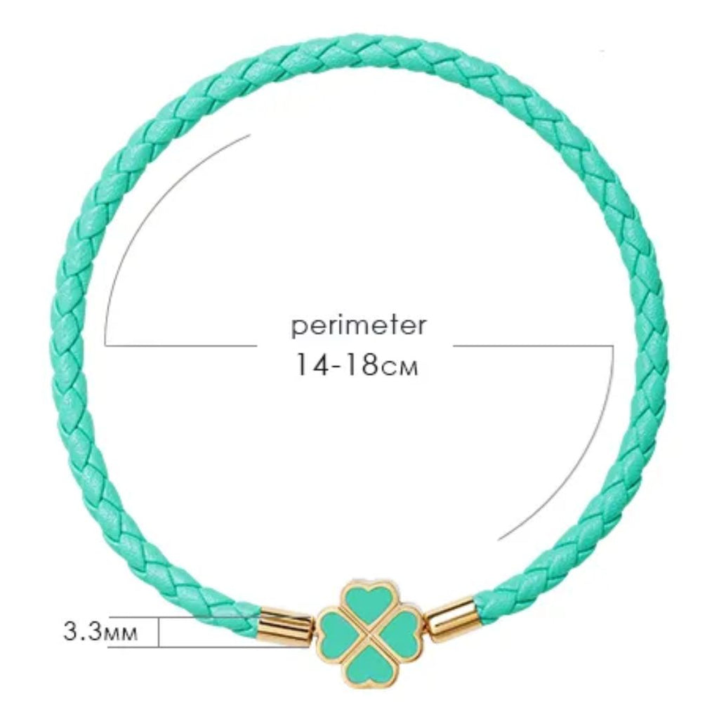 Vierblättriges Kleeblatt geflochtenes Lederarmband