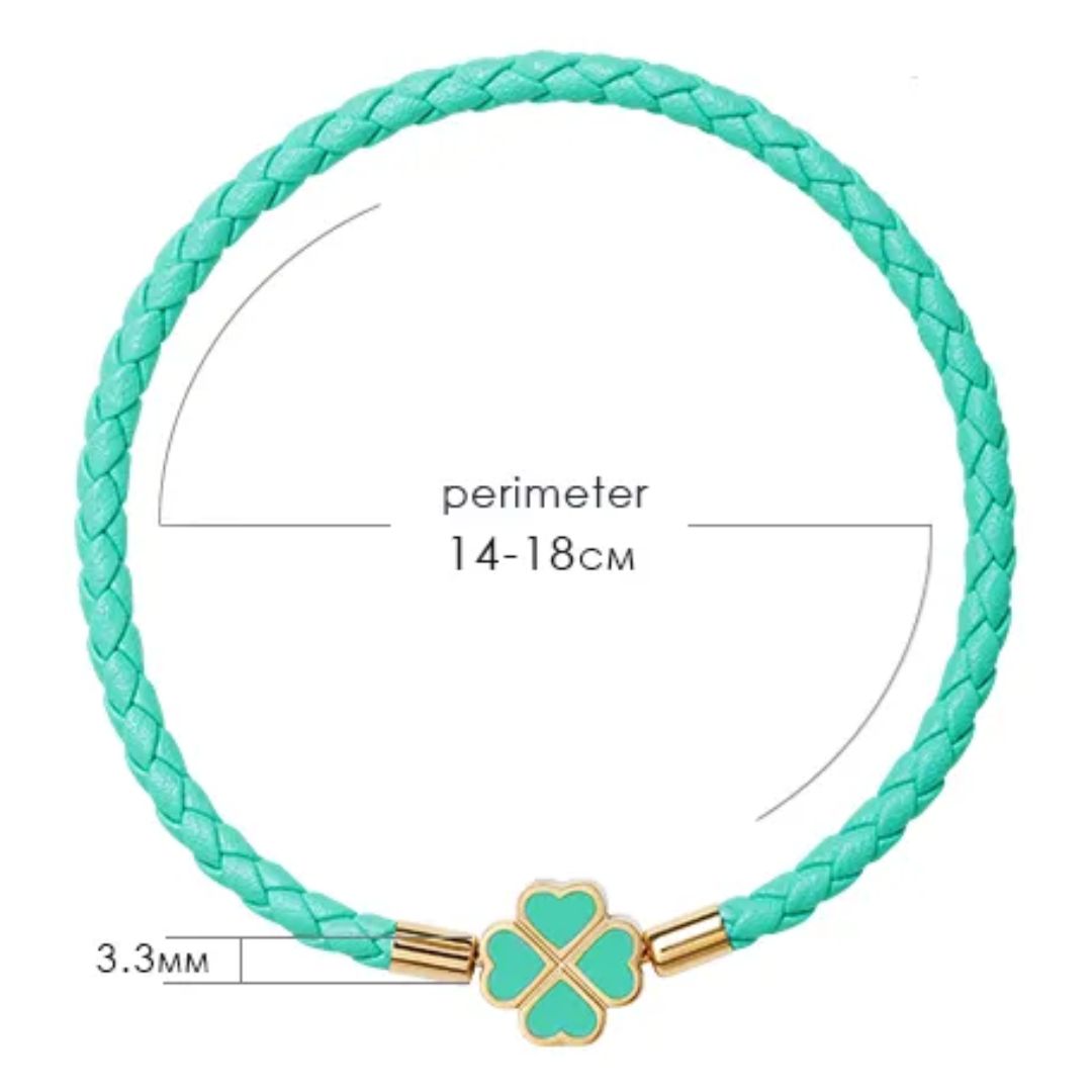 Vierblättriges Kleeblatt geflochtenes Lederarmband