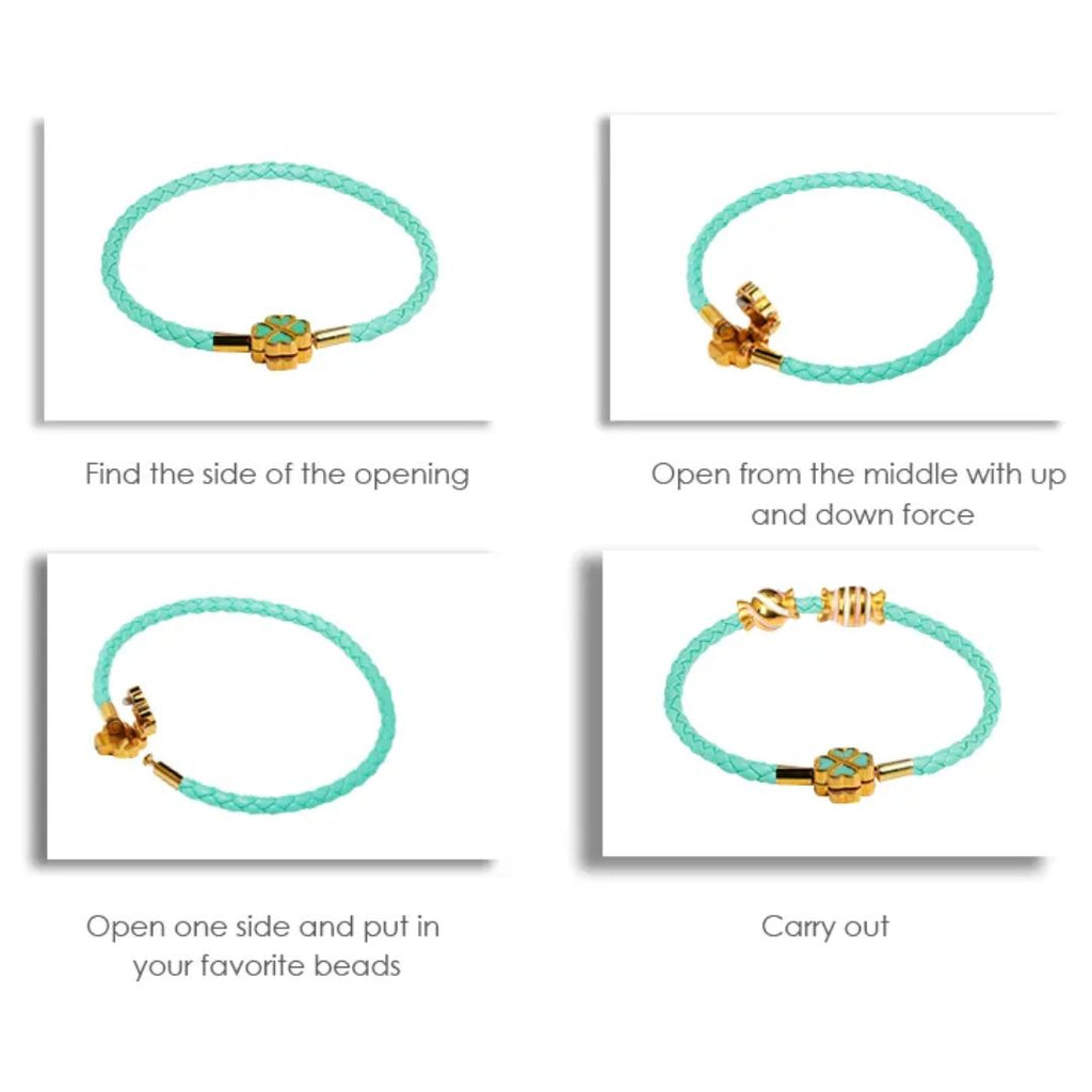 Vierblättriges Kleeblatt geflochtenes Lederarmband