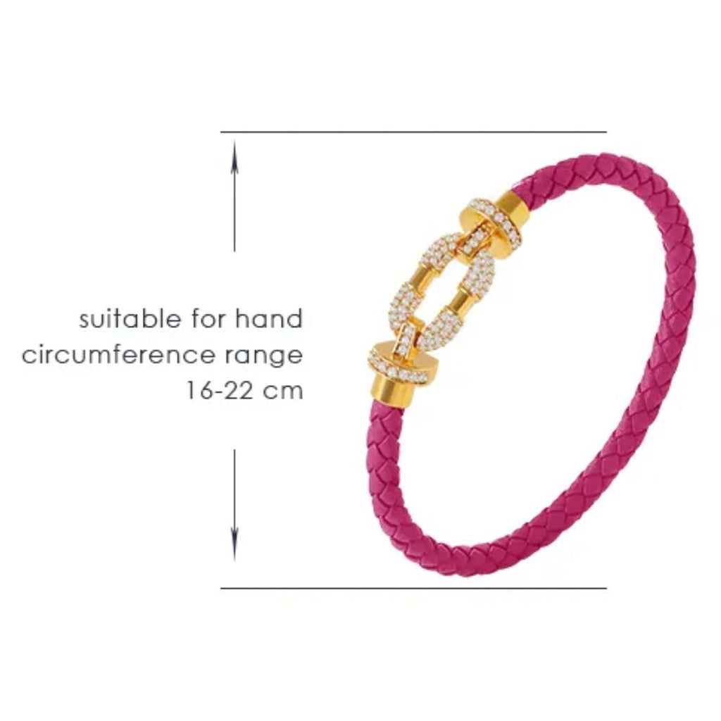 Rundes, mit Kristallen geflochtenes Lederarmband