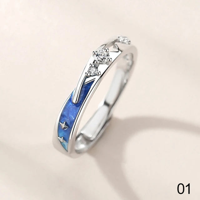 Paar Ringe Sonne Mond | Verstellbarer Sonne Mond Ring | Ring Sternenhimmel Van Gogh