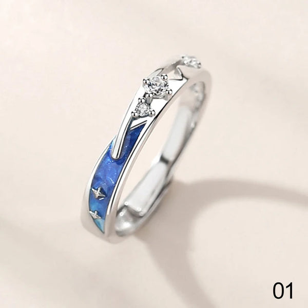 Paar Ringe Sonne Mond | Verstellbarer Sonne Mond Ring | Ring Sternenhimmel Van Gogh