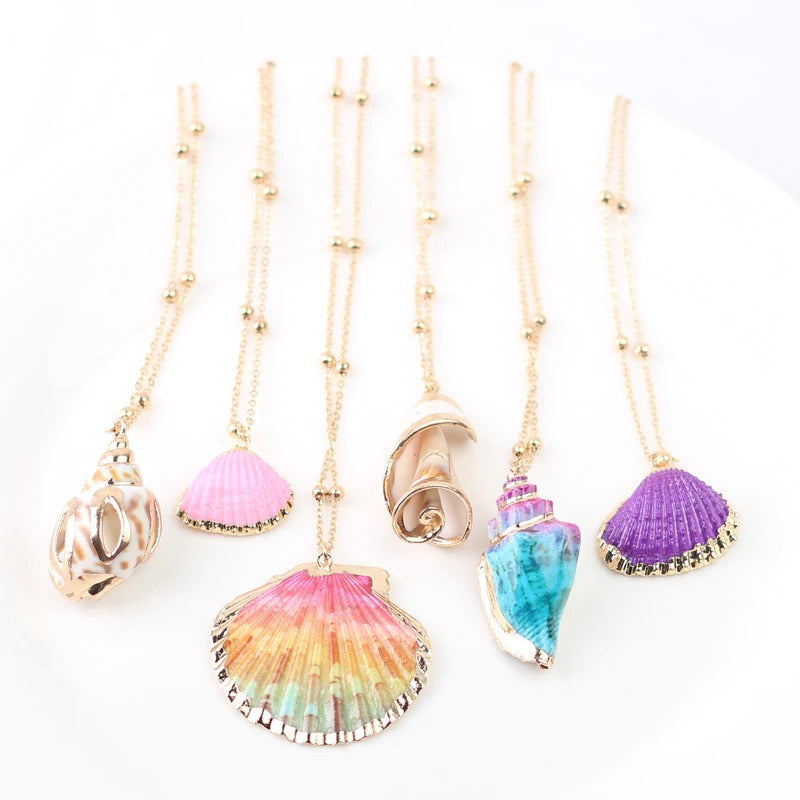 Lebendige Böhmische Sommer Beach Conch Muschel Charme Halskette