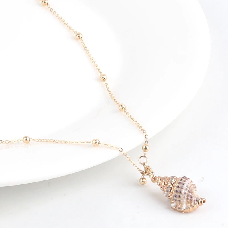 Lebendige Böhmische Sommer Beach Conch Muschel Charme Halskette