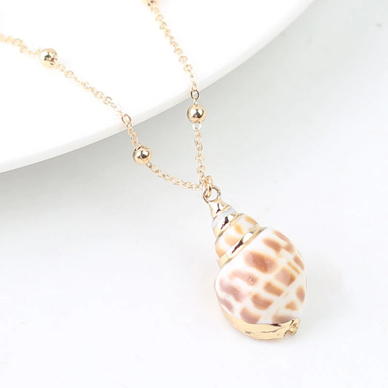 Lebendige Böhmische Sommer Beach Conch Muschel Charme Halskette