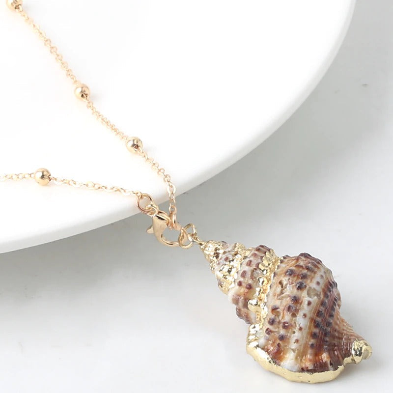 Lebendige Böhmische Sommer Beach Conch Muschel Charme Halskette