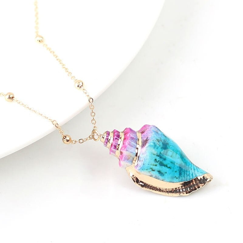 Lebendige Böhmische Sommer Beach Conch Muschel Charme Halskette