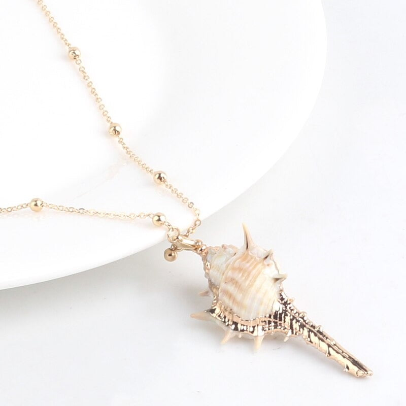 Lebendige Böhmische Sommer Beach Conch Muschel Charme Halskette