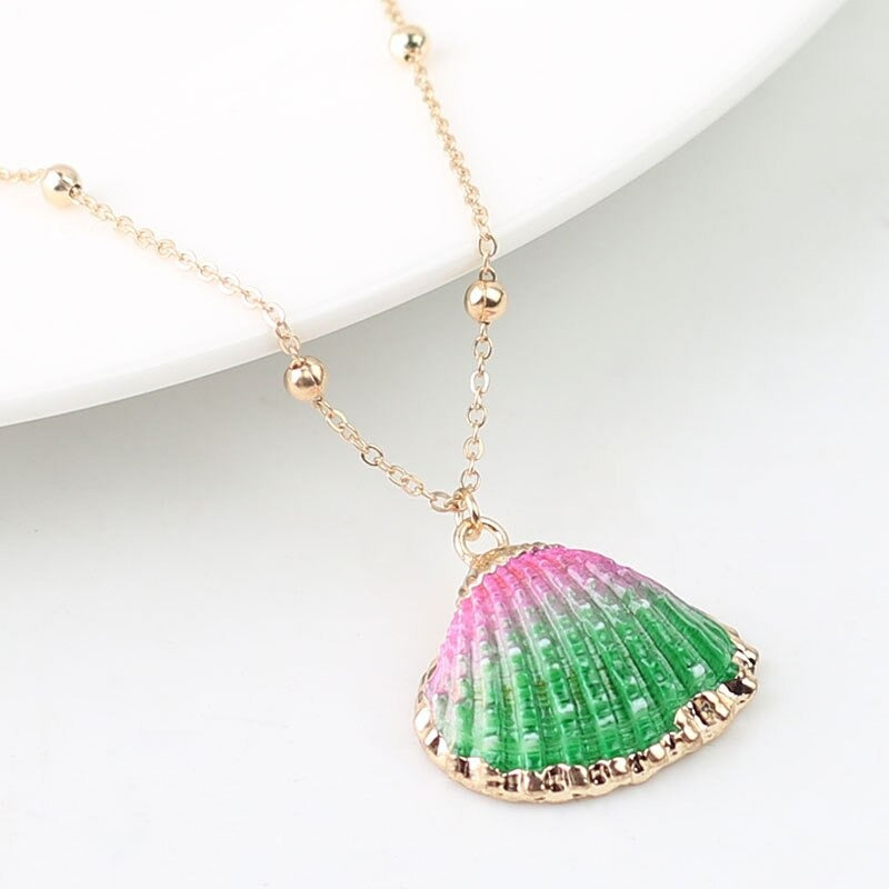 Lebendige Böhmische Sommer Beach Conch Muschel Charme Halskette