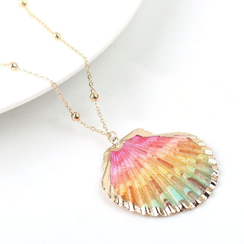 Lebendige Böhmische Sommer Beach Conch Muschel Charme Halskette