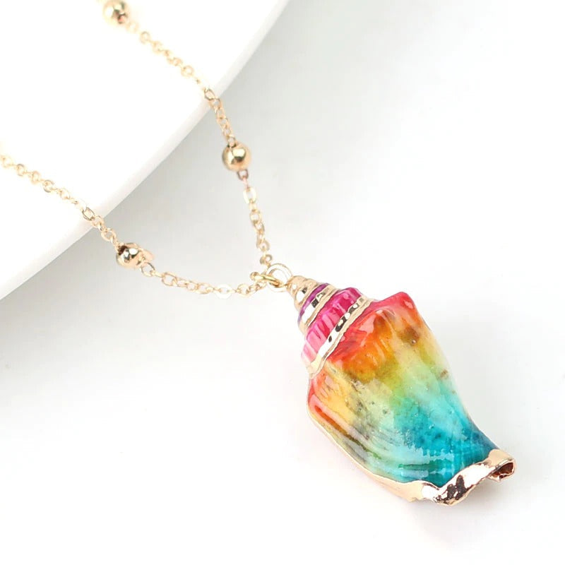 Lebendige Böhmische Sommer Beach Conch Muschel Charme Halskette