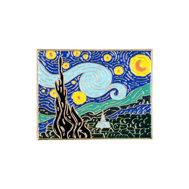 Vincent Van Gogh Starry Night Enamel Backpack
