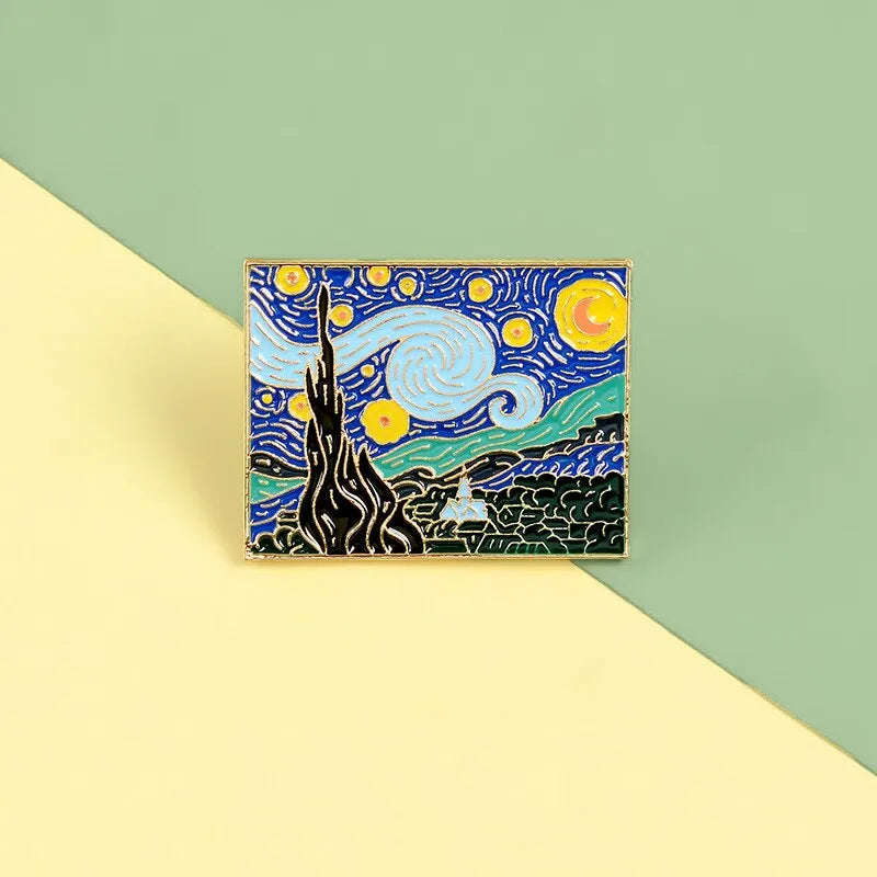 Vincent Van Gogh Starry Night Enamel Backpack