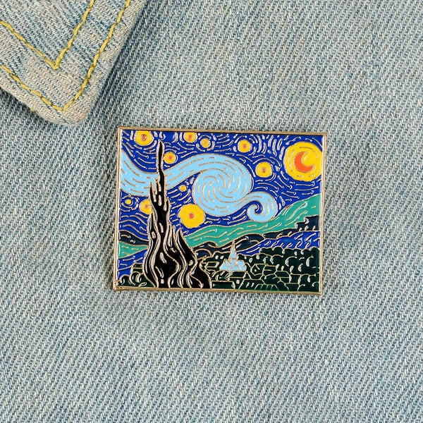 Vincent Van Gogh Starry Night Enamel Backpack