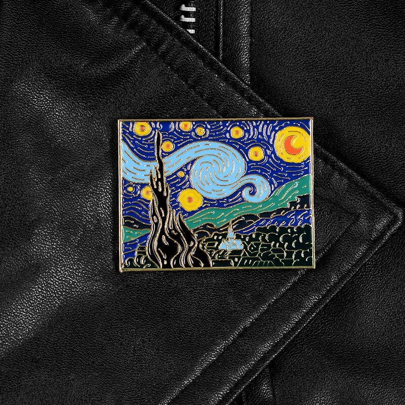 Vincent Van Gogh Starry Night Enamel Backpack