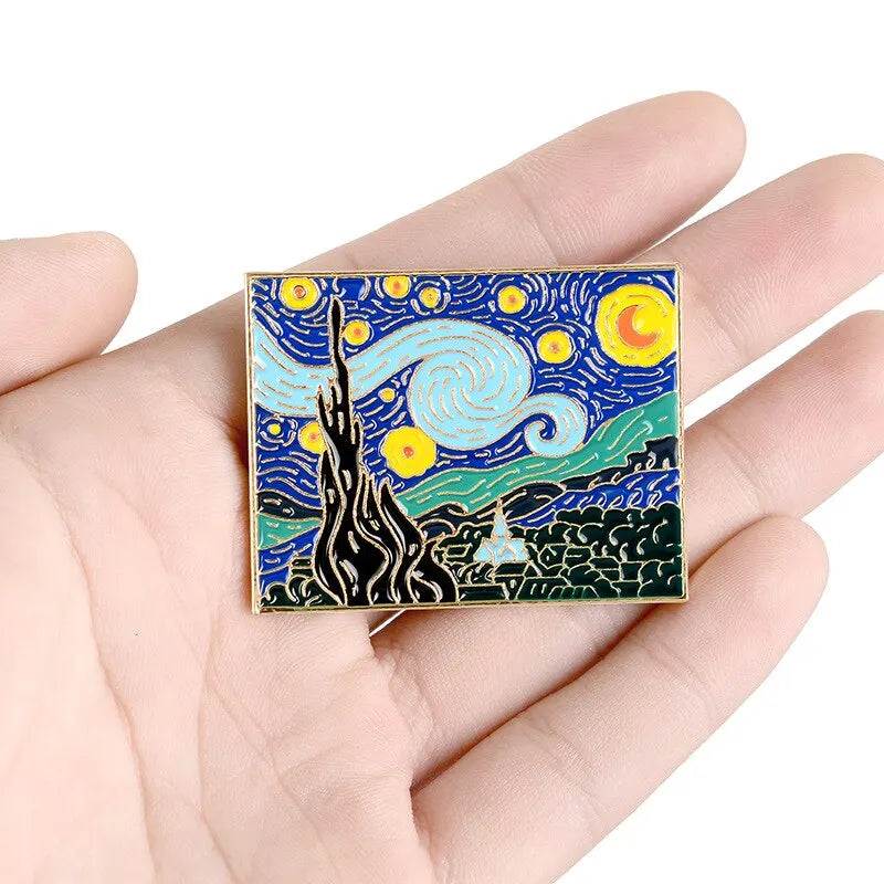 Vincent Van Gogh Starry Night Enamel Backpack