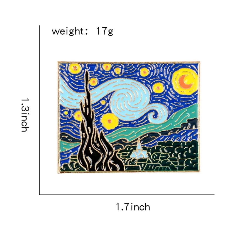 Vincent Van Gogh Starry Night Enamel Backpack