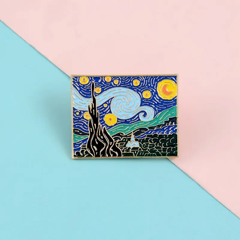 Vincent Van Gogh Starry Night Enamel Backpack