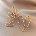 Elegante asymmetrische Herz-Statement-Ohrringe für Damen, modischer goldfarbener geometrischer Emaille-Metall-Ohrringe, trendiger Party-Schmuck, Geschenk