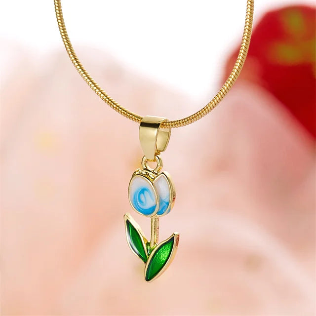 Elegante Vintage Tulpenblüten Anhänger Halskette für Damen - Hochwertiger Schmuck für Hochzeiten und Partys