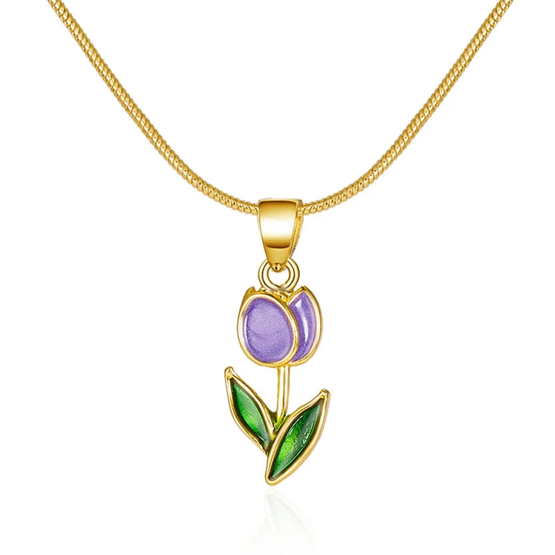 Elegante Vintage Tulpenblüten Anhänger Halskette für Damen - Hochwertiger Schmuck für Hochzeiten und Partys