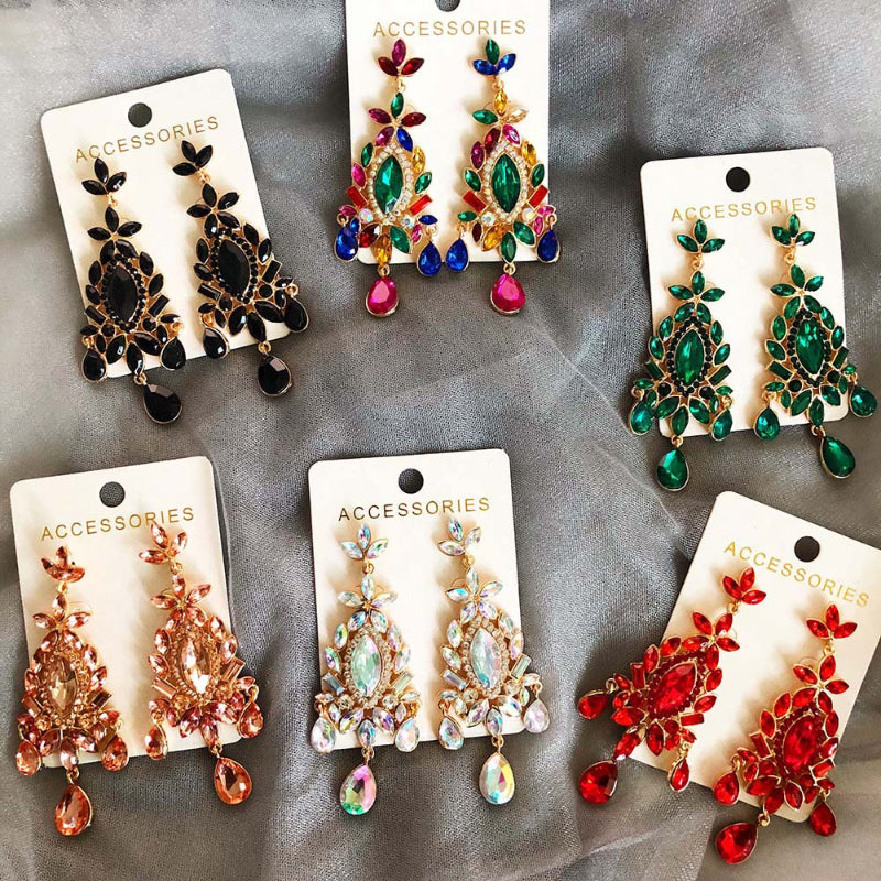 Vintage Hängende Elegante Handgefertigte Strassohrringe