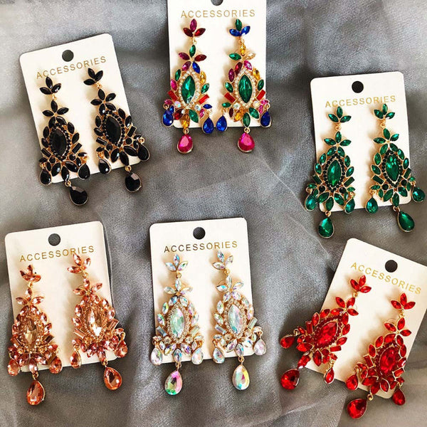 Vintage Hängende Elegante Handgefertigte Strassohrringe