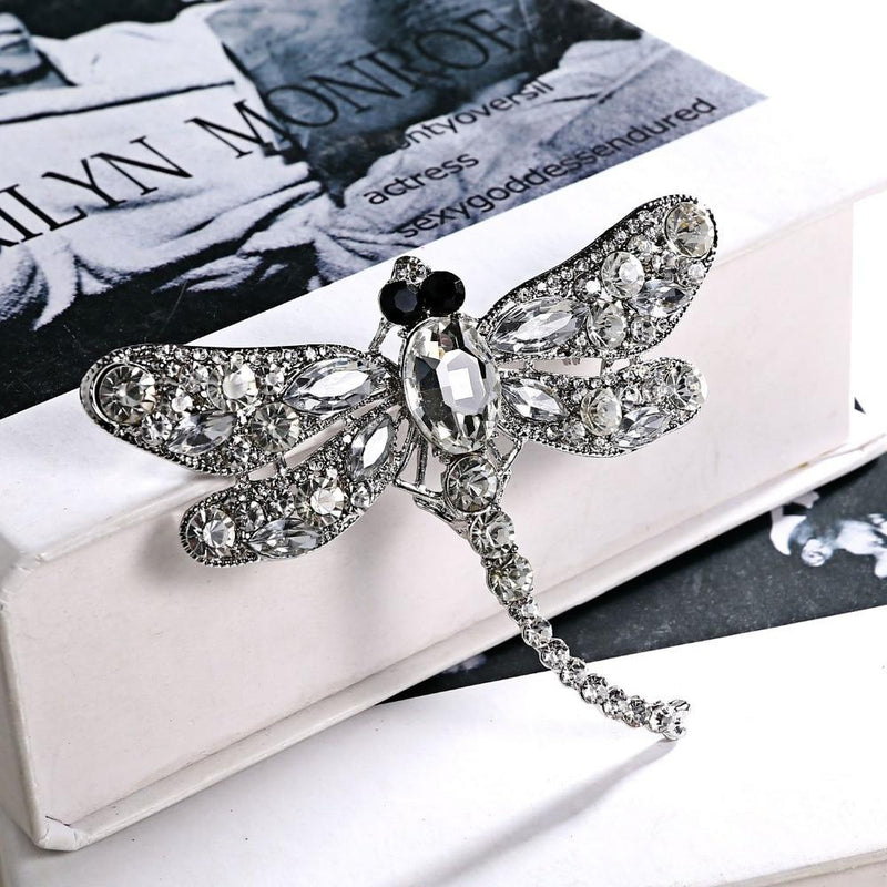 Vintage Juwelenkristall Und Strass Libelle Brosche