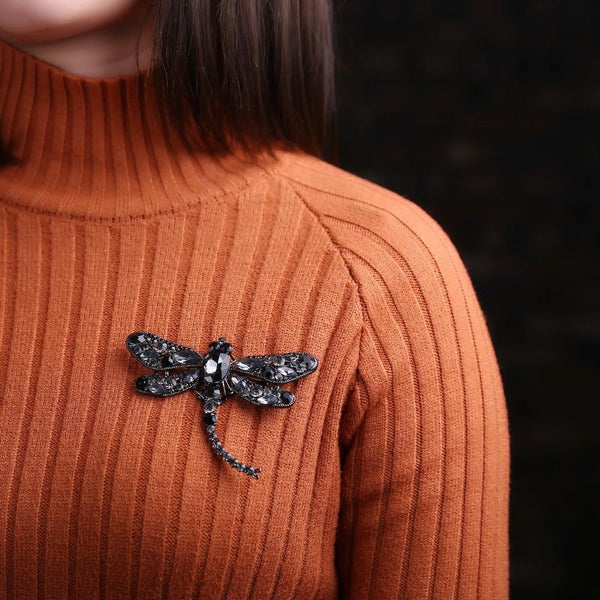 Vintage Juwelenkristall Und Strass Libelle Brosche