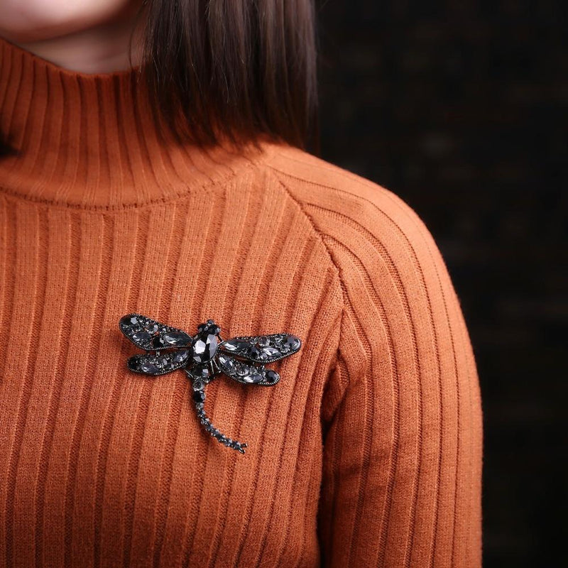 Vintage Juwelenkristall Und Strass Libelle Brosche
