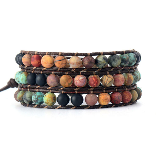 Armreif Designer-Boho-Armband aus mehrschichtigem Leder