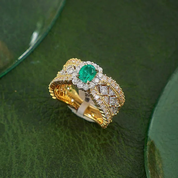 Luxuriöser Vintage-Ring im mittelalterlichen Stil mit roten/grünen/blauen Imitationsedelsteinen für Damen