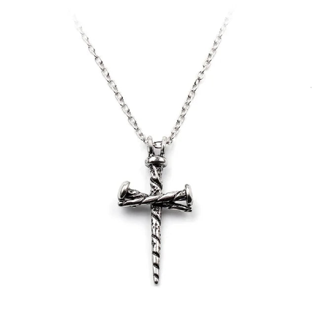 Herren Halskette mit Vintage Kreuzanhänger im Nageldesign - Punk Gothic Herrenschmuck mit neuem Design