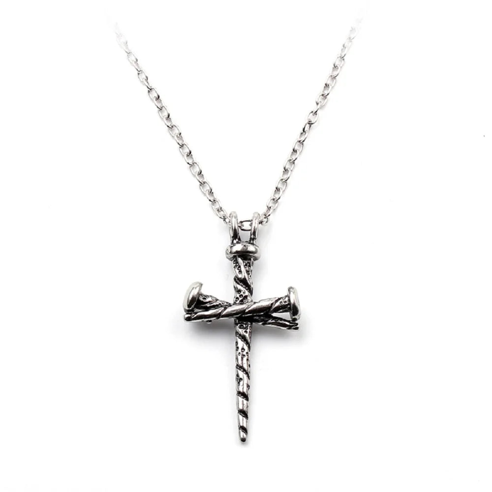 Herren Halskette mit Vintage Kreuzanhänger im Nageldesign - Punk Gothic Herrenschmuck mit neuem Design