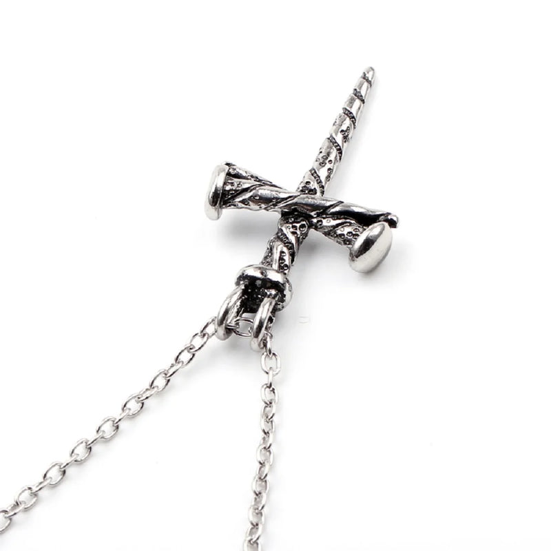 Herren Halskette mit Vintage Kreuzanhänger im Nageldesign - Punk Gothic Herrenschmuck mit neuem Design