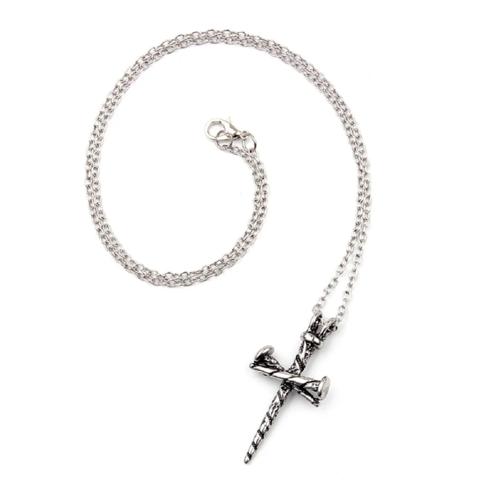 Herren Halskette mit Vintage Kreuzanhänger im Nageldesign - Punk Gothic Herrenschmuck mit neuem Design