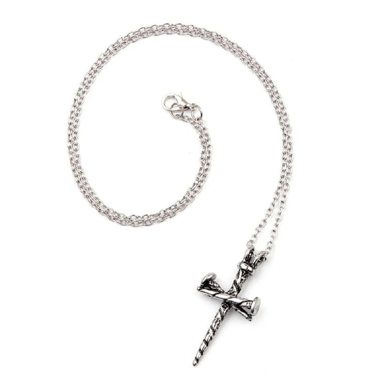 Herren Halskette mit Vintage Kreuzanhänger im Nageldesign - Punk Gothic Herrenschmuck mit neuem Design
