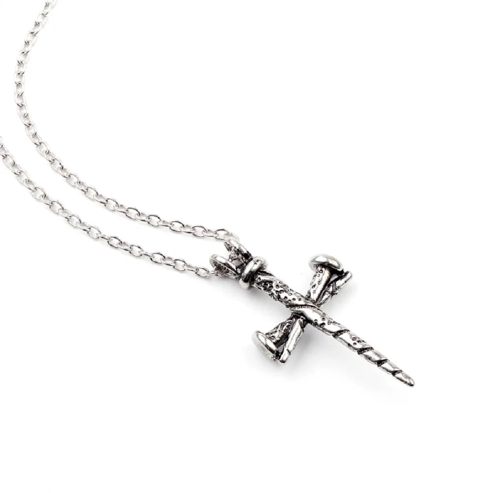 Herren Halskette mit Vintage Kreuzanhänger im Nageldesign - Punk Gothic Herrenschmuck mit neuem Design