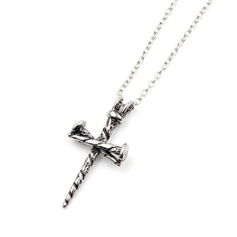 Herren Halskette mit Vintage Kreuzanhänger im Nageldesign - Punk Gothic Herrenschmuck mit neuem Design