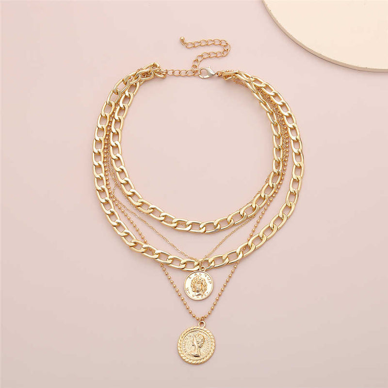 Vintage Multi Layer Curb Cuban Choker Halskette