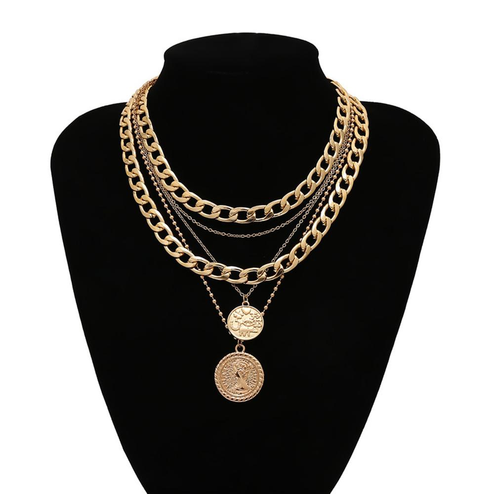 Vintage Multi Layer Curb Cuban Choker Halskette