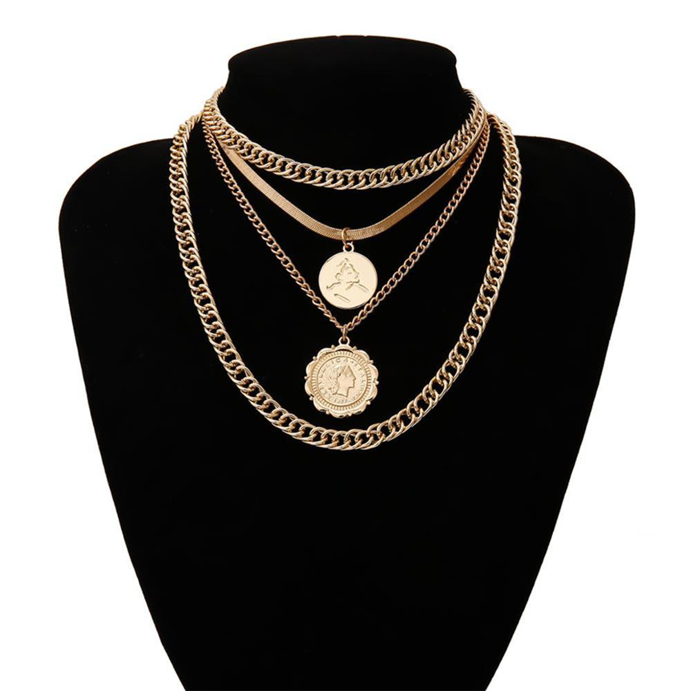Vintage Multi Layer Curb Cuban Choker Halskette