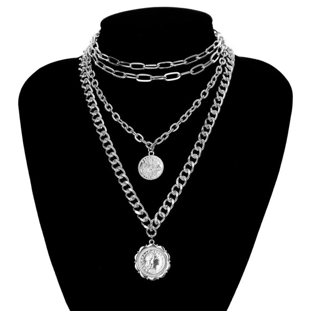 Vintage Multi Layer Curb Cuban Choker Halskette