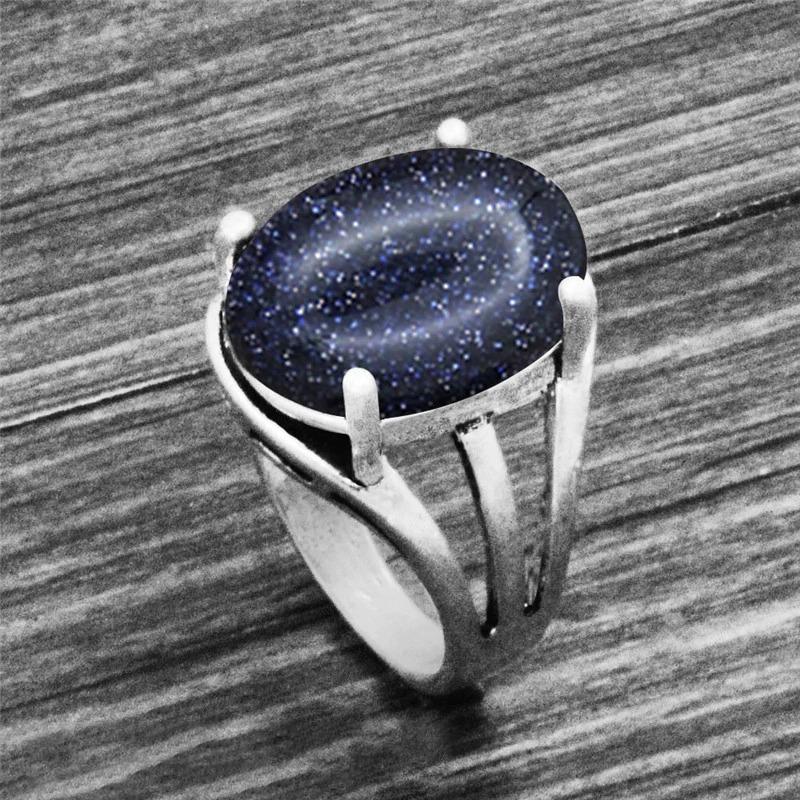 Vintage Ovale Form Einzigartiger Erdsteinringe