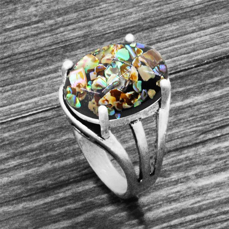 Vintage Ovale Form Einzigartiger Erdsteinringe