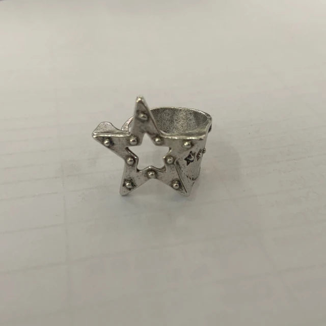 Vintage Pentagram Ring - Geometric Star Ring für Frauen - Verstellbarer Fingerring - Gothic Schmuck - Unregelmäßige Ästhetik - Y2k Accessoires